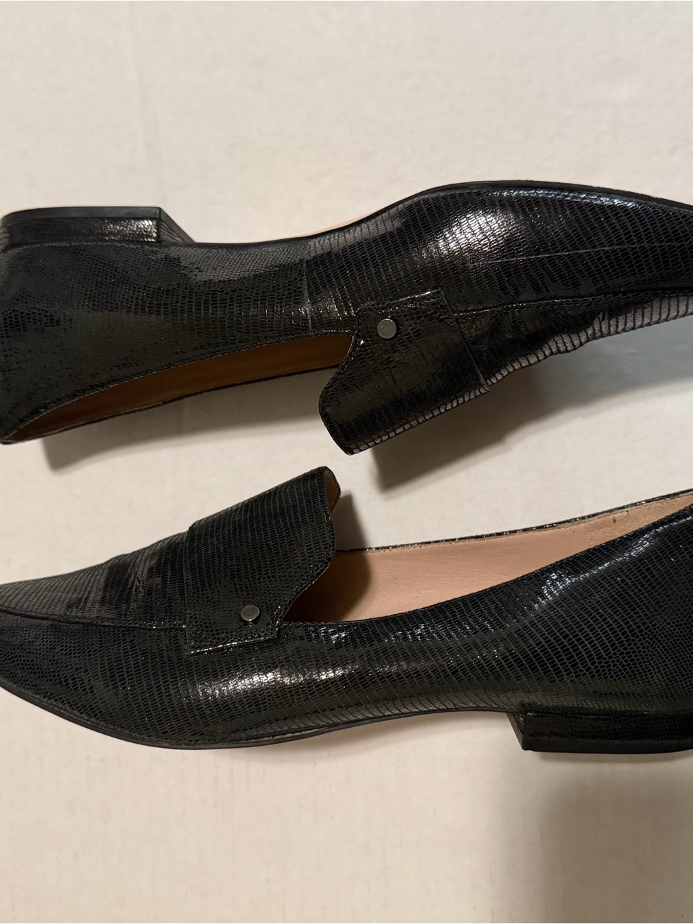 27 EDIT Black Pointed Leather Slip-On Loafers - Picture 4 of 6